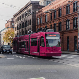 Seattle, États-Unis – Tramway rose dans le quartier historique de Pioneer Square